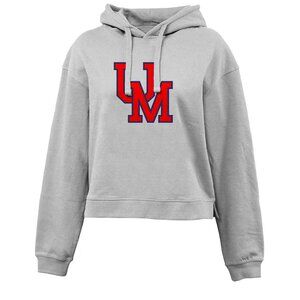 Ole Miss UM monogram Women's Waist length Hoodie SILVER